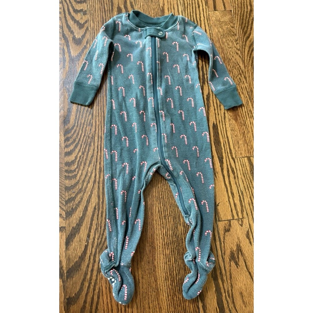 Hanna Andersson 100% Cotton Zip Footed Sleeper Christmas Green 60cm Size 3-6 mth